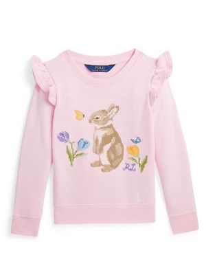 Ralph Lauren Kids graphic-print ruffle-detail sweatshirt - Pink