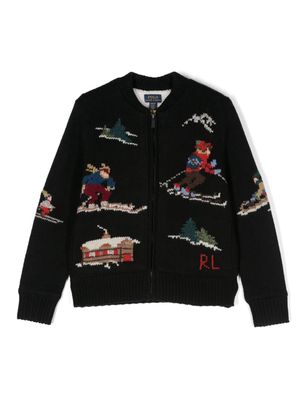 Ralph Lauren Kids intarsia-knit zipped jacket - Black