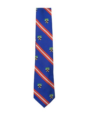 Ralph Lauren Kids logo-badge striped silk tie - Blue