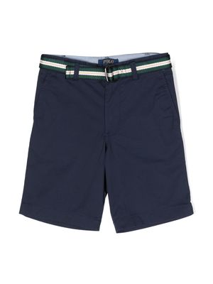 Ralph Lauren Kids logo-embroidered belted-waist shorts - Blue