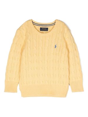 Ralph Lauren Kids logo-embroidered cable-knit jumper - Yellow