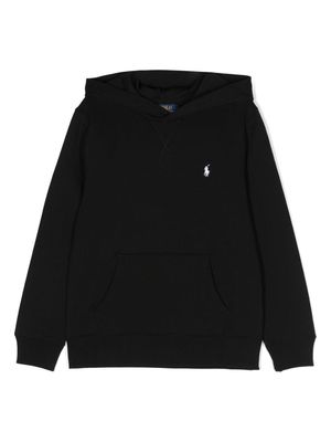 Ralph Lauren Kids logo-embroidered cotton-blend hoodie - Black