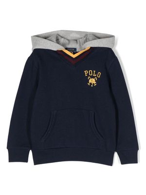 Ralph Lauren Kids logo-embroidered cotton-blend hoodie - Blue