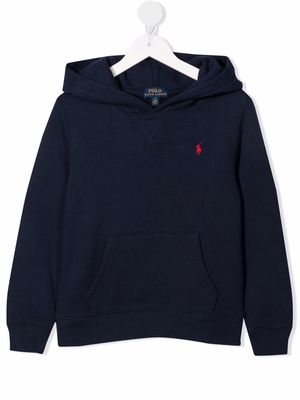 Ralph Lauren Kids logo-embroidered cotton hoodie - Blue