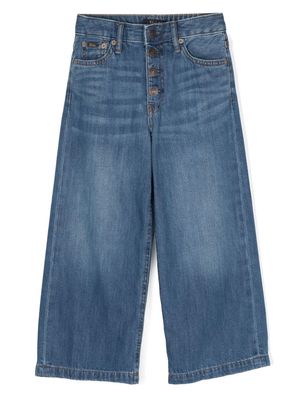 Ralph Lauren Kids logo-embroidered cotton wide-leg jeans - Blue