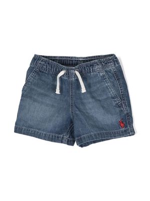 Ralph Lauren Kids logo-embroidered drawstring denim shorts - Blue