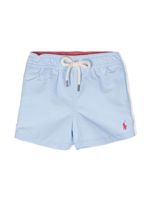 Ralph Lauren Kids logo-embroidered elasticated-waistband swim shorts - Blue