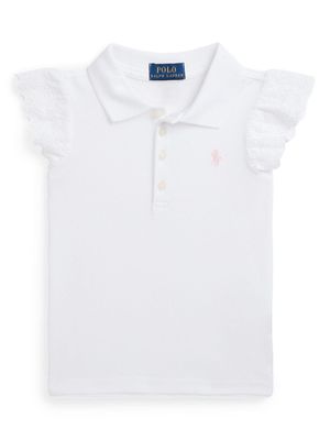 Ralph Lauren Kids logo-embroidered ruffled polo shirt - White