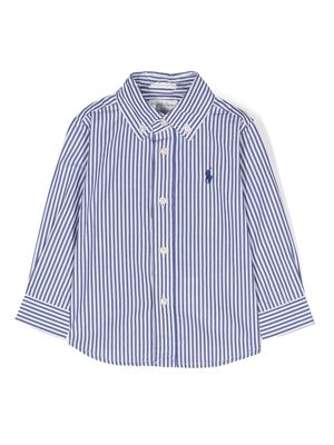 Ralph Lauren Kids logo-embroidered stripe-print shirt - Blue