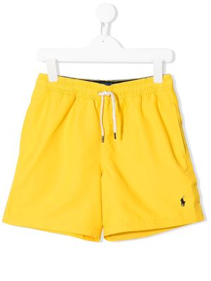 Ralph Lauren Kids logo-embroidered swim shorts - Yellow