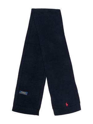 Ralph Lauren Kids logo-embroidered wool scarf - Blue