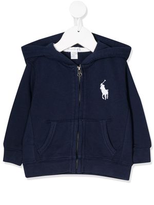 Ralph Lauren Kids logo-embroidered zipped hoodie - Blue
