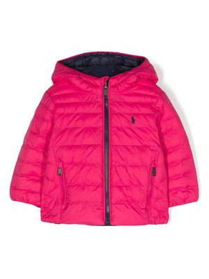 Ralph Lauren Kids logo-embroidered zipped padded jacket - Pink