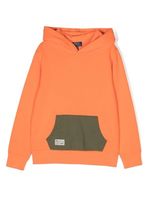 Ralph Lauren Kids logo-patch contrast hoodie - Orange