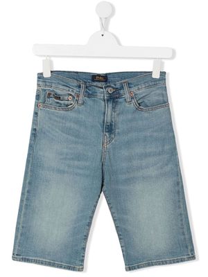 Ralph Lauren Kids logo patch denim shorts - Blue