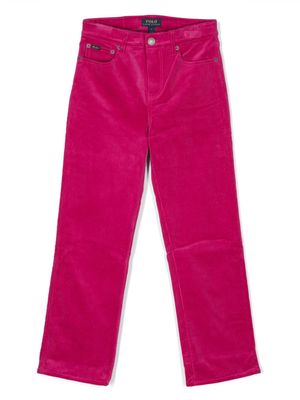 Ralph Lauren Kids logo-patch straight-leg trousers - Pink
