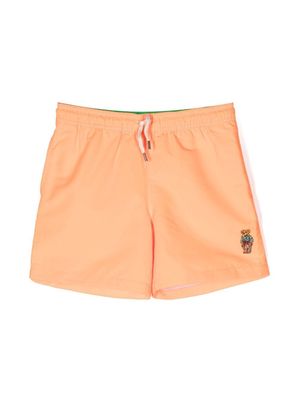 Ralph Lauren Kids logo-patch swim shorts - Orange