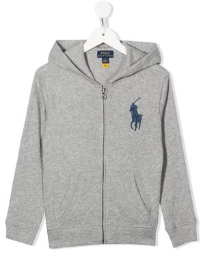Ralph Lauren Kids logo-patch zip-up hoodie - Grey