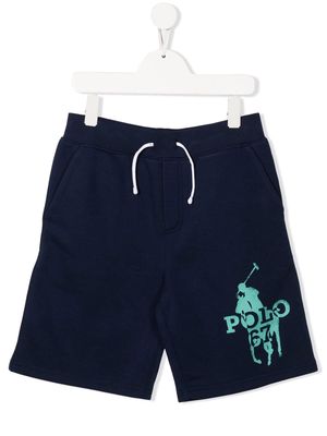 Ralph Lauren Kids logo-print detail shorts - Blue