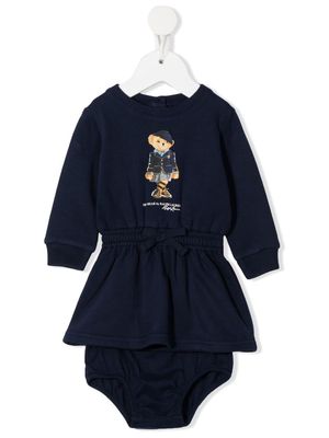 RALPH LAUREN KIDS logo-print romper dress - Blue