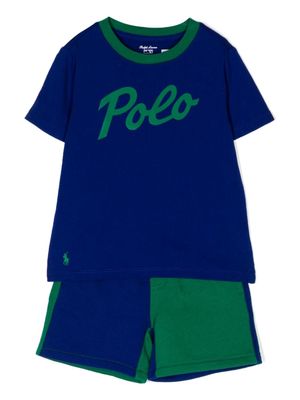 Ralph Lauren Kids logo-print two-tone pyjama set - Blue