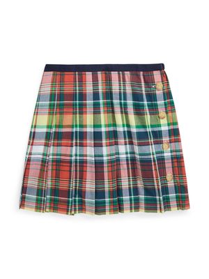 Ralph Lauren Kids Madras-check pleated skirt - Red