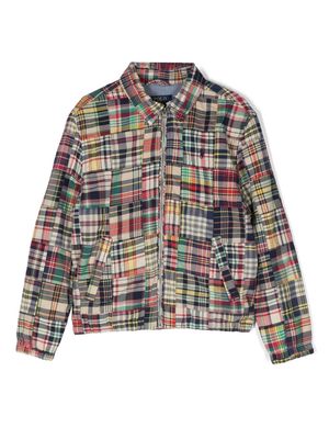 Ralph Lauren Kids Madras-check zip-up bomber jacket - Blue