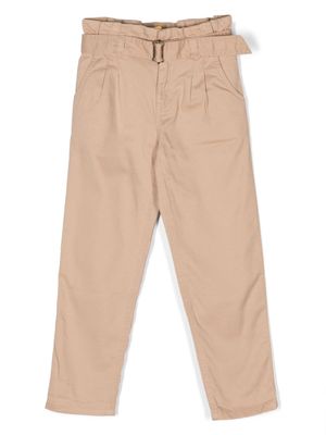 Ralph Lauren Kids paperbag-waist cotton straight-leg - Brown