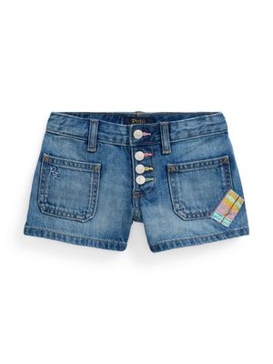 Ralph Lauren Kids patch-detail denim shorts - Blue