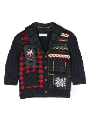 Ralph Lauren Kids patchwork cable-knit cardigan - Blue