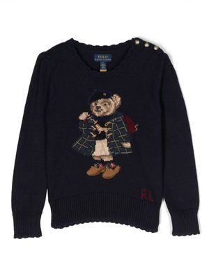 Ralph Lauren Kids patterned-intarsia cotton sweatshirt - Blue