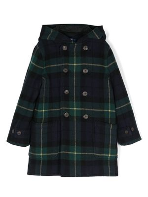 Ralph Lauren Kids plaid double-breasted long coat - Green