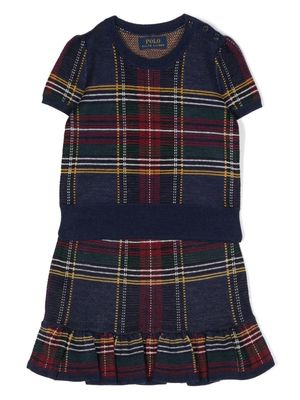 Ralph Lauren Kids plaid knitted top and skirt set - Blue