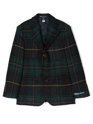 Ralph Lauren Kids plaid-pattern single-breasted blazer - Black