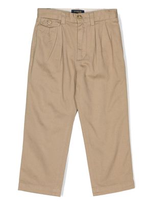 Ralph Lauren Kids pleat-detail cotton trousers - Brown