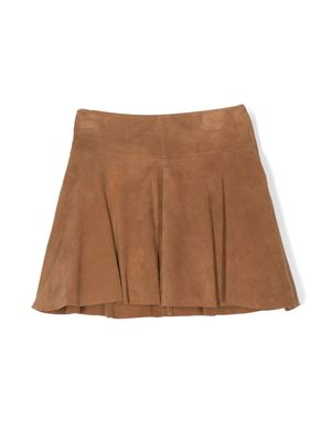 Ralph Lauren Kids pleated suede miniskirt - Brown