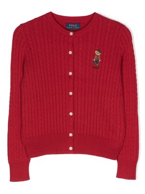 Ralph Lauren Kids Polo Bear cable-knit cotton cardigan - Red