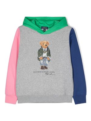 Ralph Lauren Kids Polo-Bear colourblock hoodie - Grey