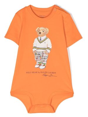 Ralph Lauren Kids Polo Bear cotton babygrow - Orange