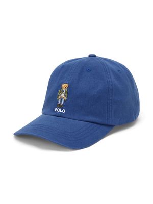 Ralph Lauren Kids Polo Bear embroidered cotton cap - Blue