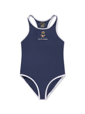 Ralph Lauren Kids Polo Bear-embroidered round-neck swimsuit - Blue