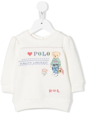 Ralph Lauren Kids Polo Bear logo-embroidered sweatshirt - White