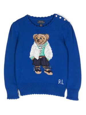 Ralph Lauren Kids Polo-Bear-motif cotton jumper - Blue