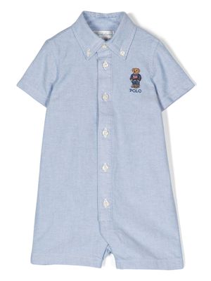 Ralph Lauren Kids Polo Bear-motif cotton romper - Blue