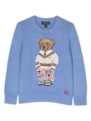Ralph Lauren Kids Polo Bear-motif knitted sweater - Blue