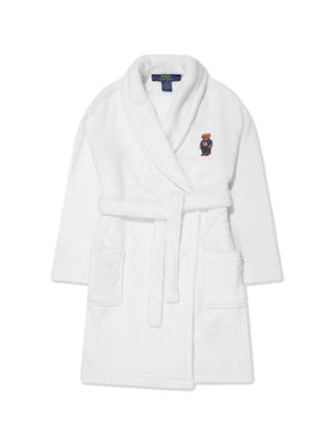 Ralph Lauren Kids Polo Bear-patch terry robe - White