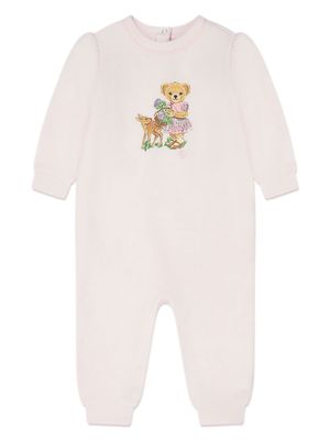 Ralph Lauren Kids Polo Bear-pattern cotton-blend romper - Pink