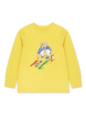 Ralph Lauren Kids Polo Bear-print cotton sweatshirt - Yellow