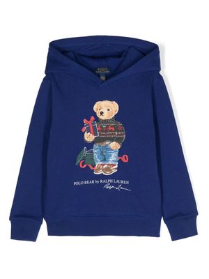 Ralph Lauren Kids Polo Bear-print long-sleeve hoodie - Blue