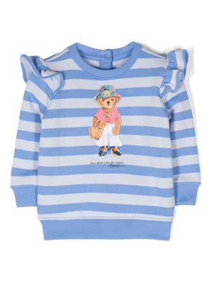 Ralph Lauren Kids Polo Bear-print striped sweatshirt - Blue